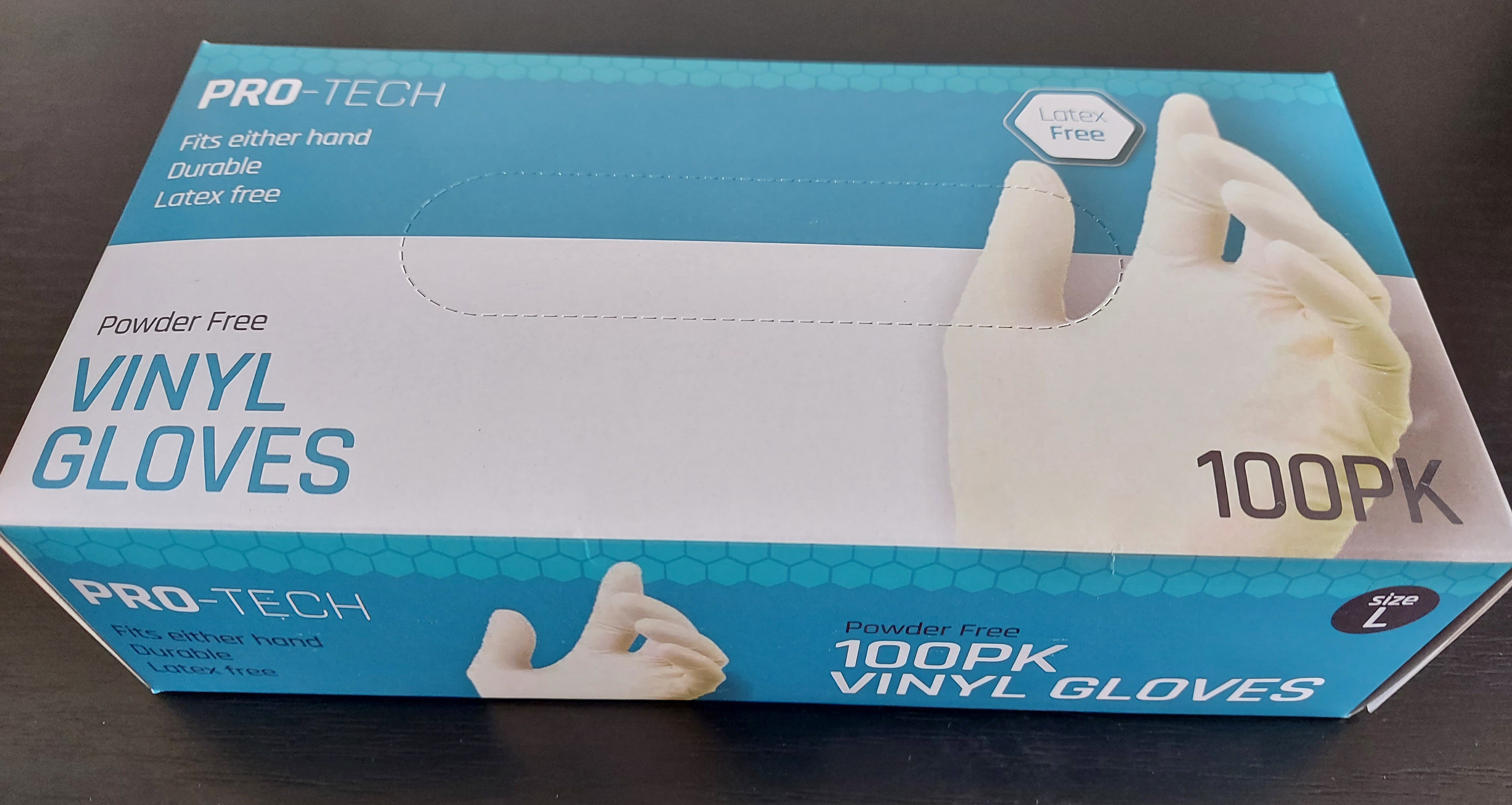 Rukavice PRO-TECH vinyl L jednor.100ks nepudr.