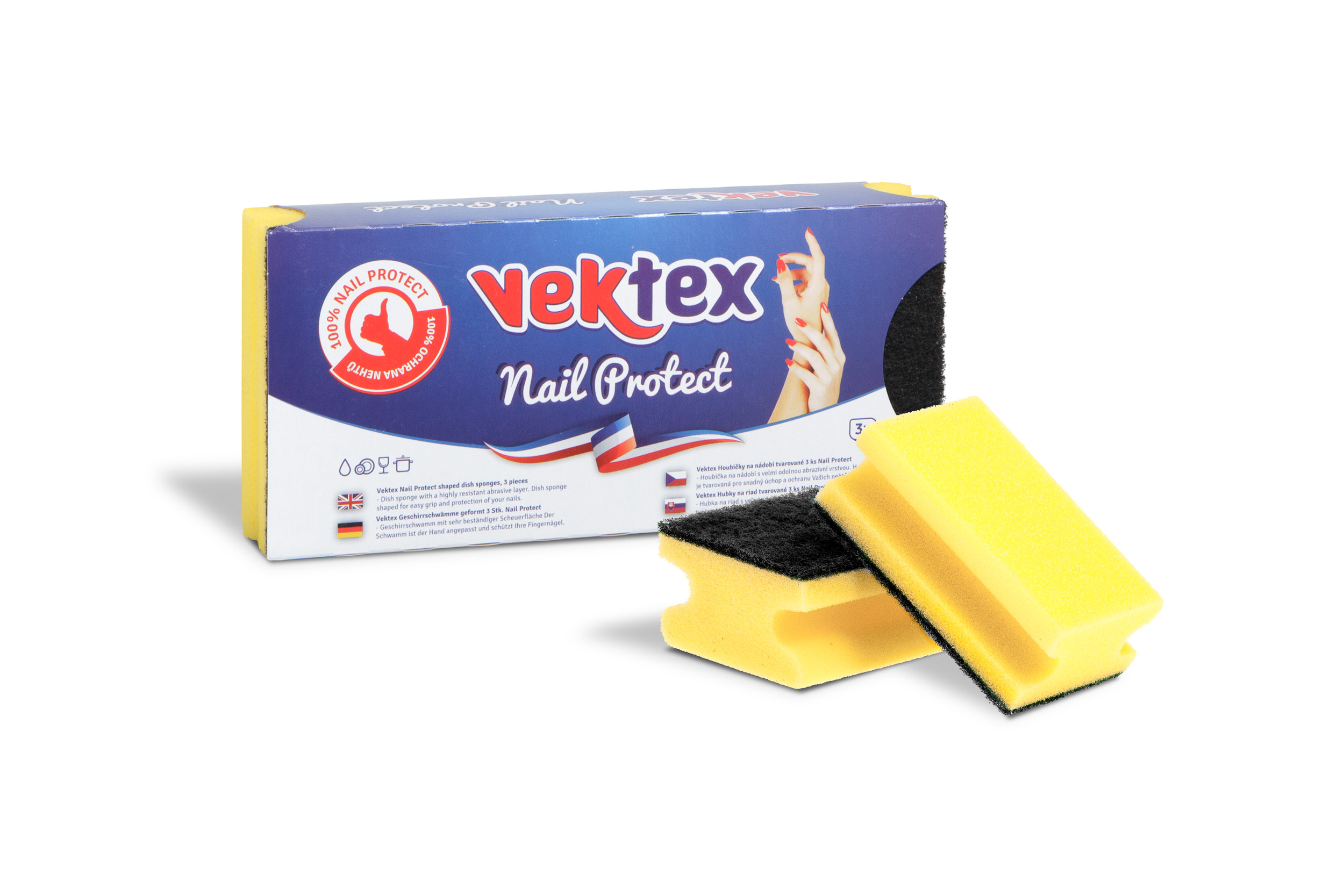 Houbičky na nádobí profil 3ks Vektex Nail Protect  20011