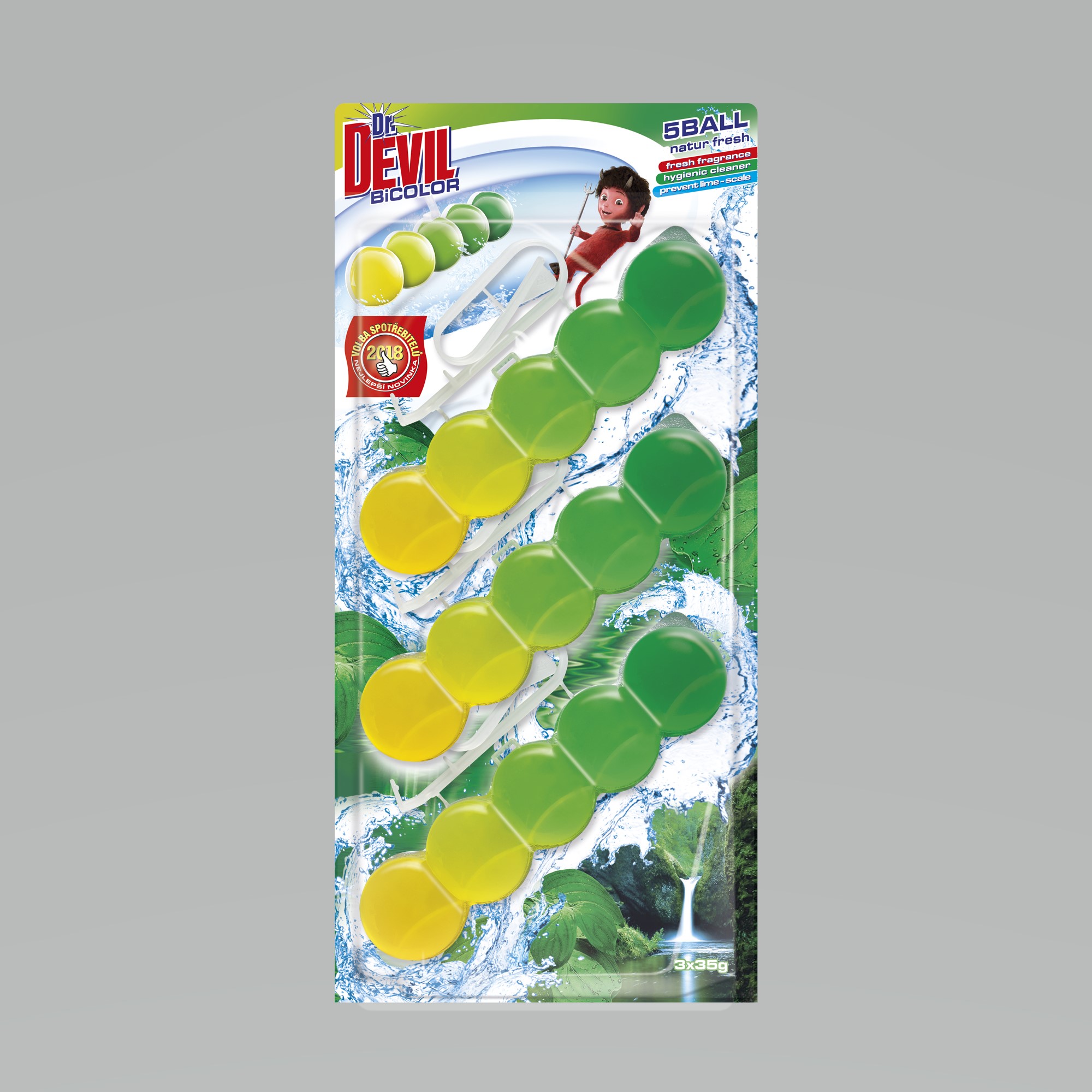 Dr.Devil WC BiCOLOR 5Ball 3x35g Natur fresh