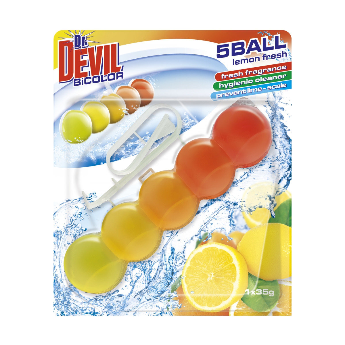 Dr.Devil WC BiCOLOR 5Ball 1x35g Lemon Fresh