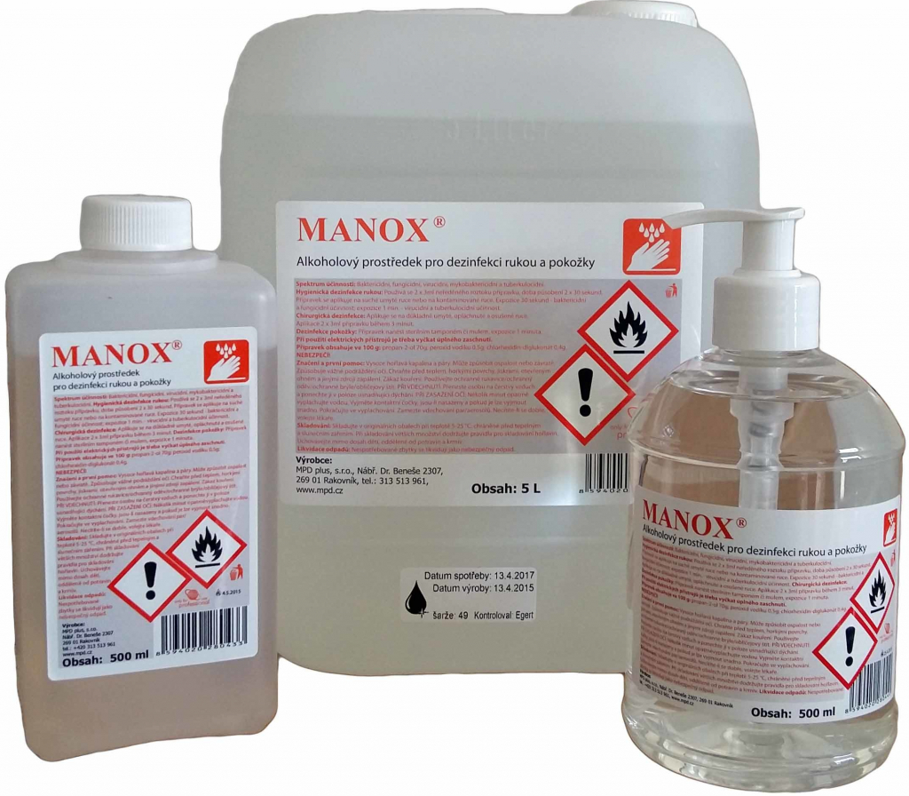 Manox s dávkovačem 500ml - dezinfekce rukou