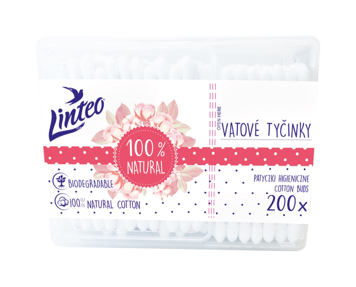 Papírové vatové tyčinky Linteo 200ks krabička   1001/2