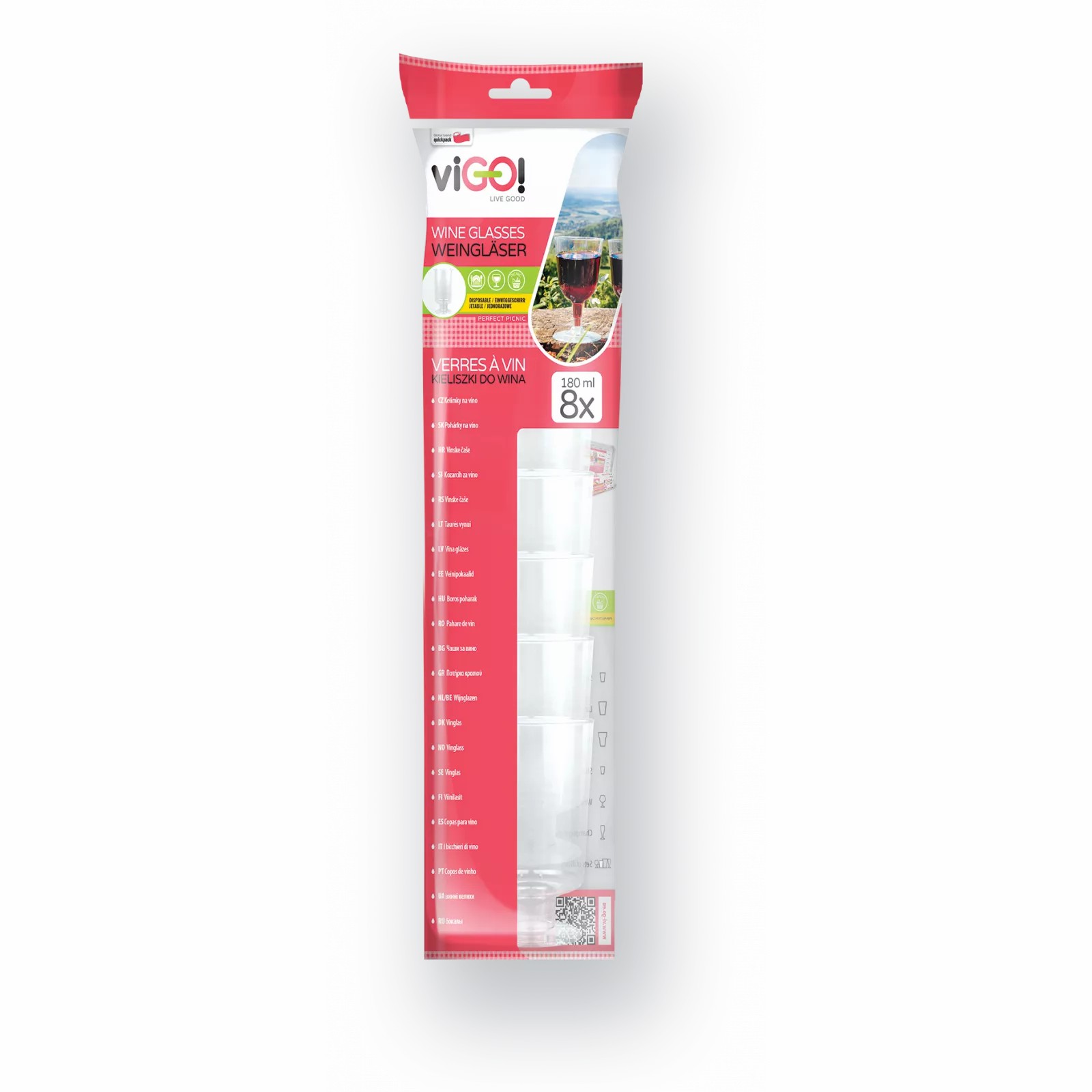 Vigo pohárky na víno 150ml 8ks, Q099