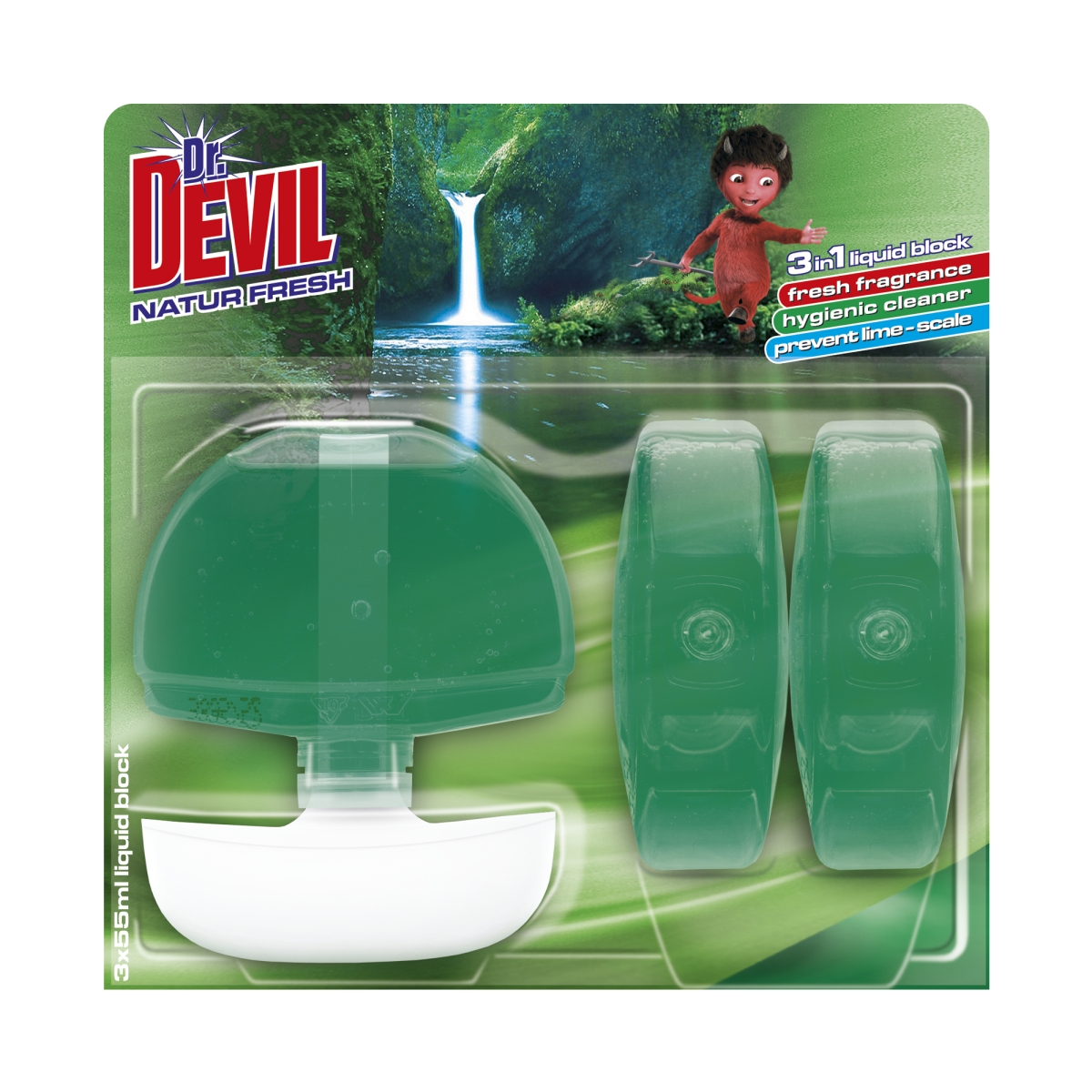 Dr.Devil WC 3v1 tek.blok s košíčkem 3x55ml Natur