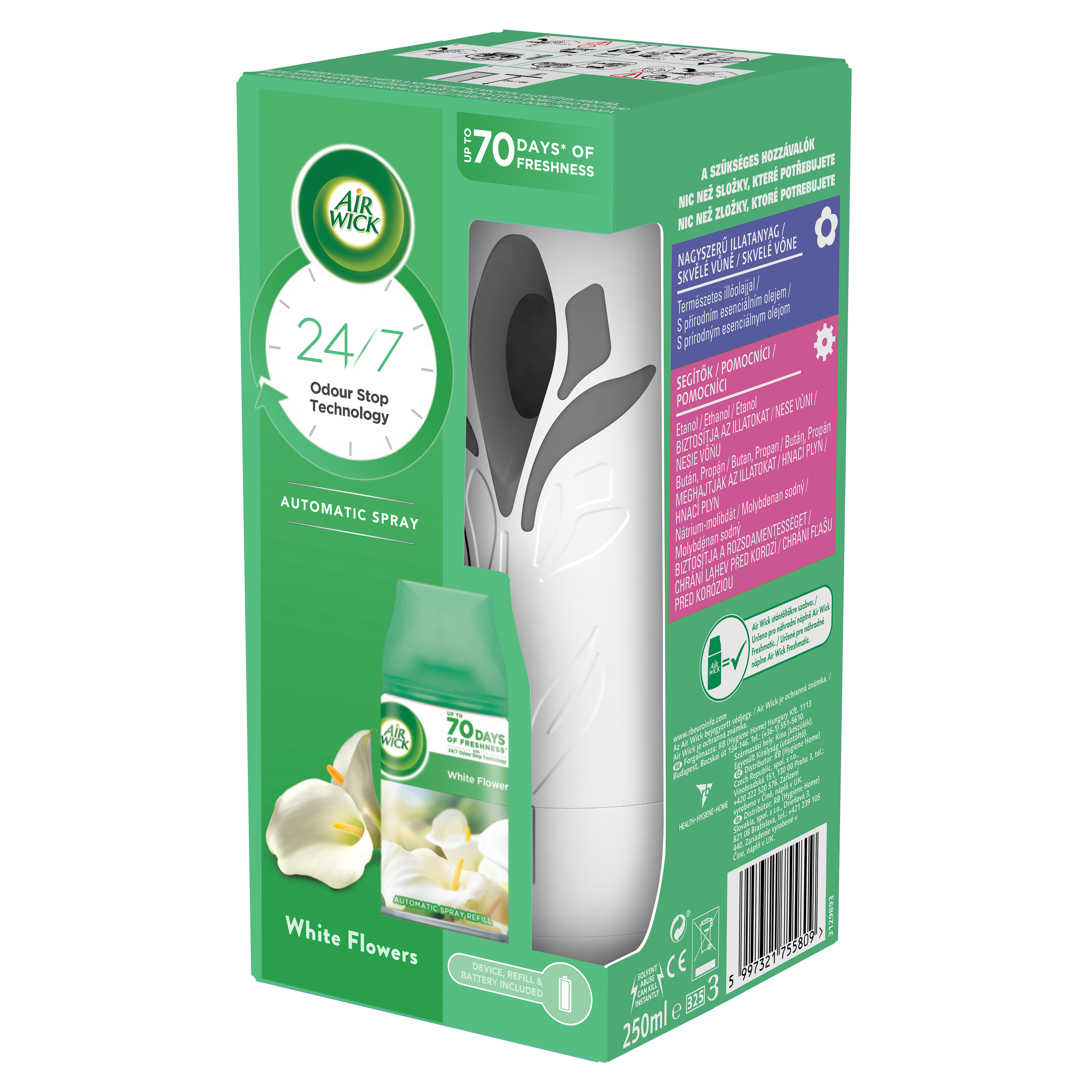Airwick Freshmatic Bílé květy komplet 250ml