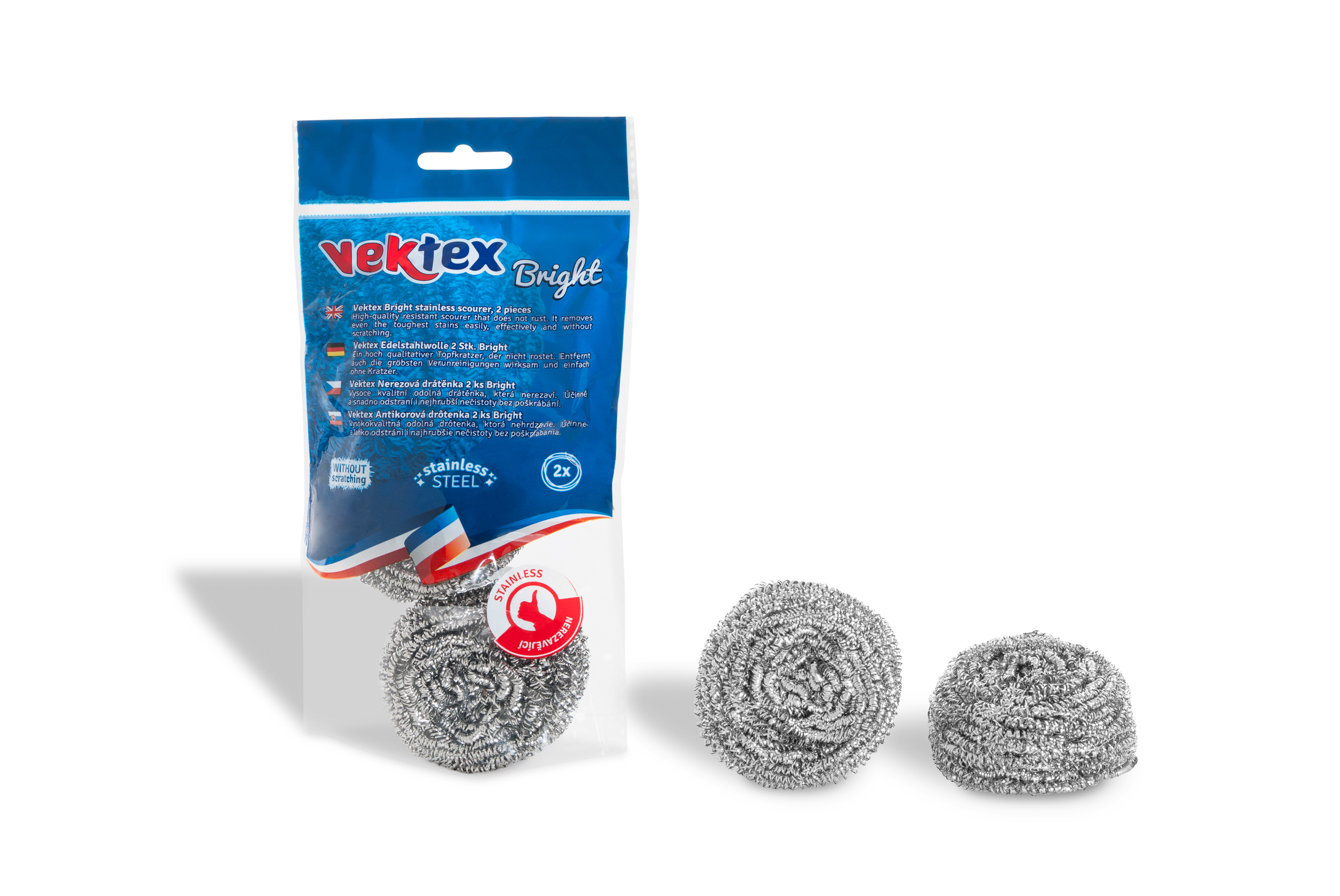 Drátěnka nerez 2ks Vektex Bright 18g  20019